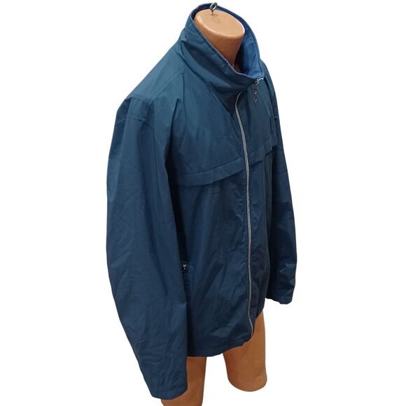 London Fog Mens Stretch Jacket XL Navy Blue Polyester Zipper Pockets Mesh Lining - Picture 9 of 12